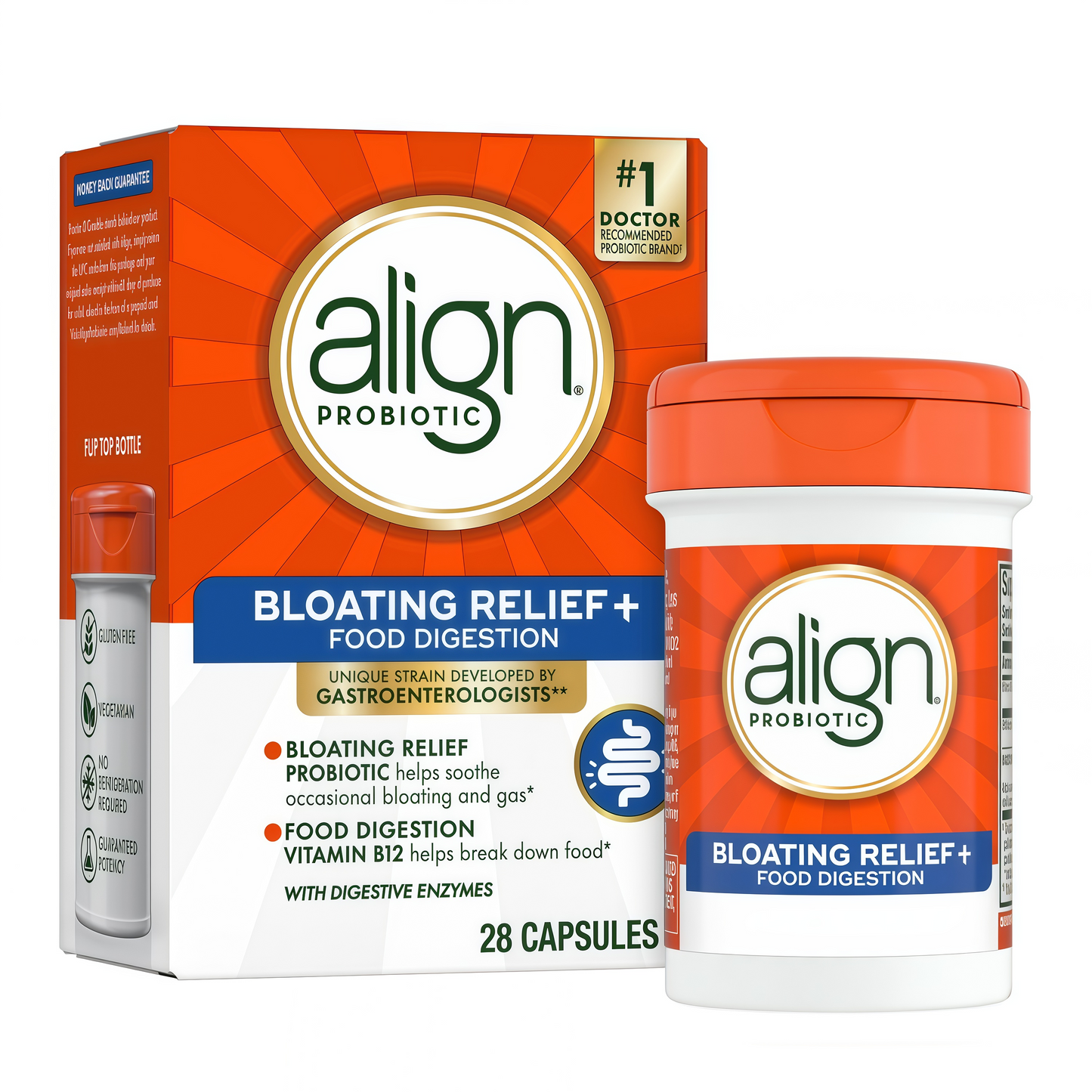 Align Bloating Relief + Food Digestion Probiotics Supplement Capsules