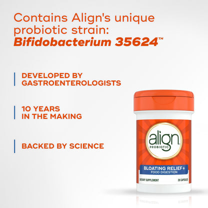 Align Bloating Relief + Food Digestion Probiotics Supplement Capsules
