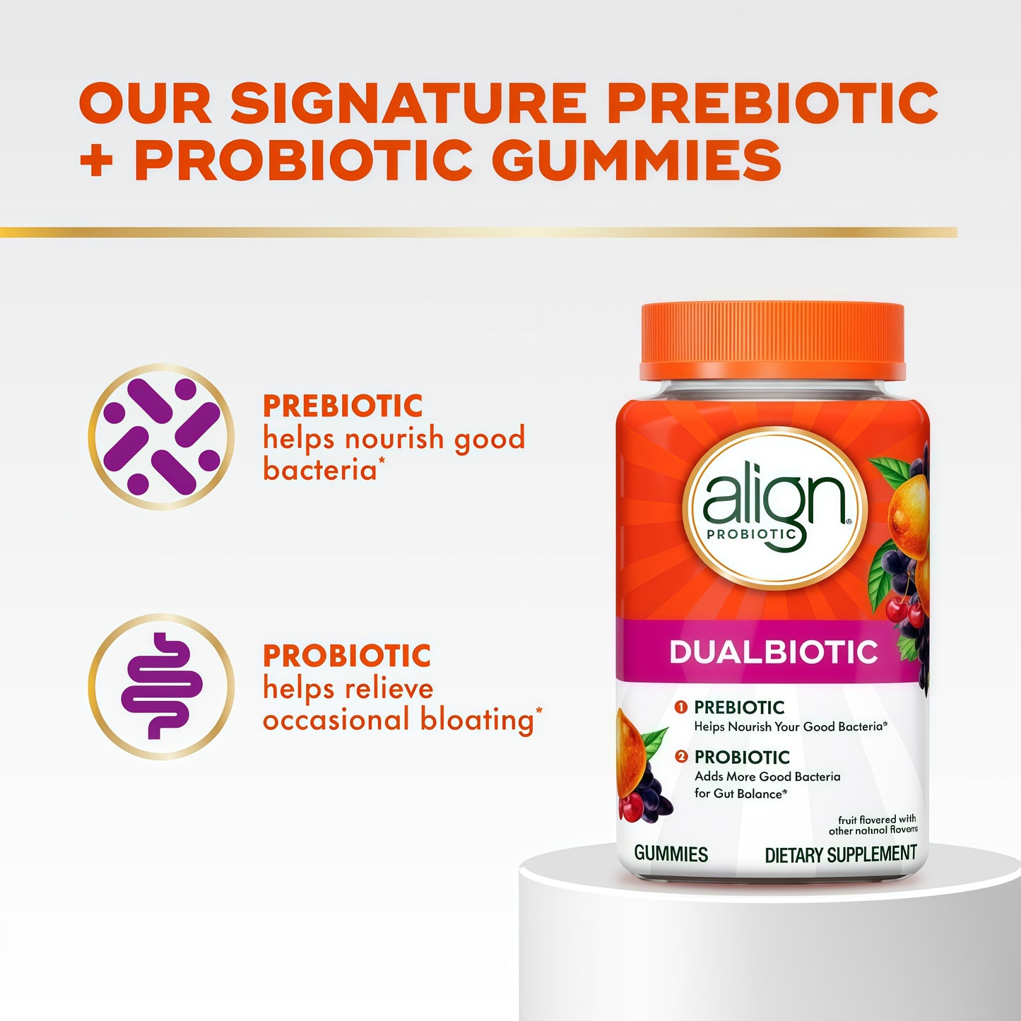 Align DualBiotic Prebiotic + Probiotic Gummies Supplement