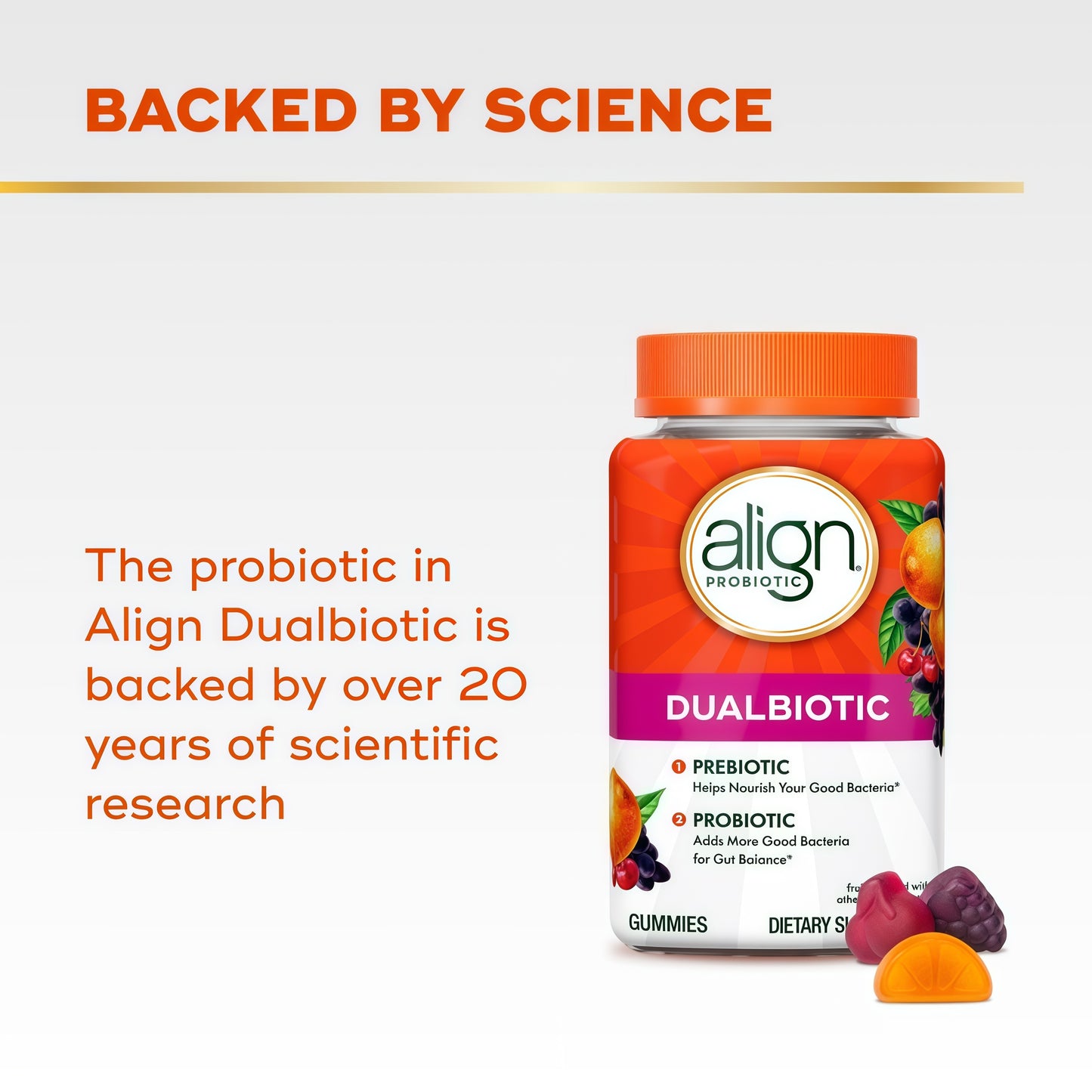 Align DualBiotic Prebiotic + Probiotic Gummies Supplement