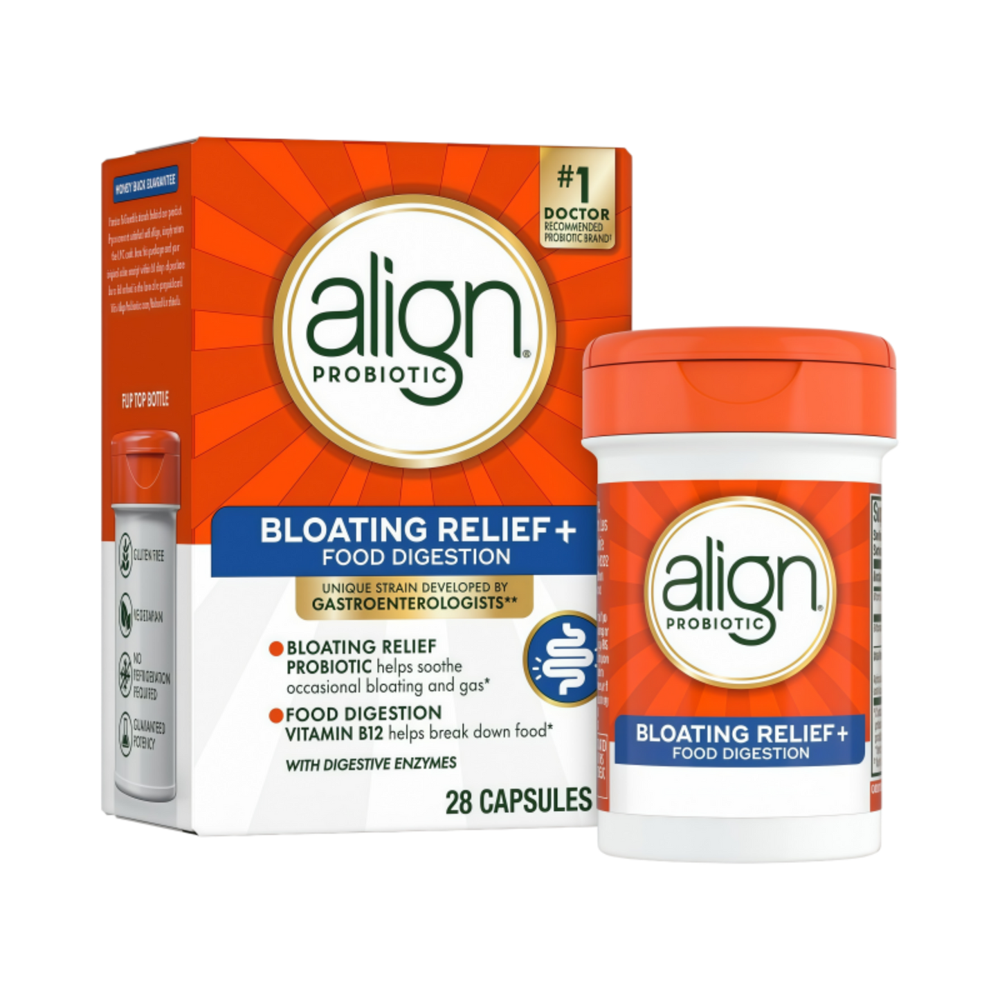 Align Bloating Relief + Food Digestion Probiotics Supplement Capsules